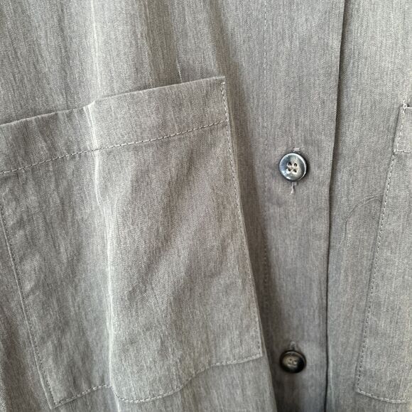 Elle Grey Womens Midi Shirt Dress Gray M Collared Utility Belted Minimalist NWT - Picture 9 of 16